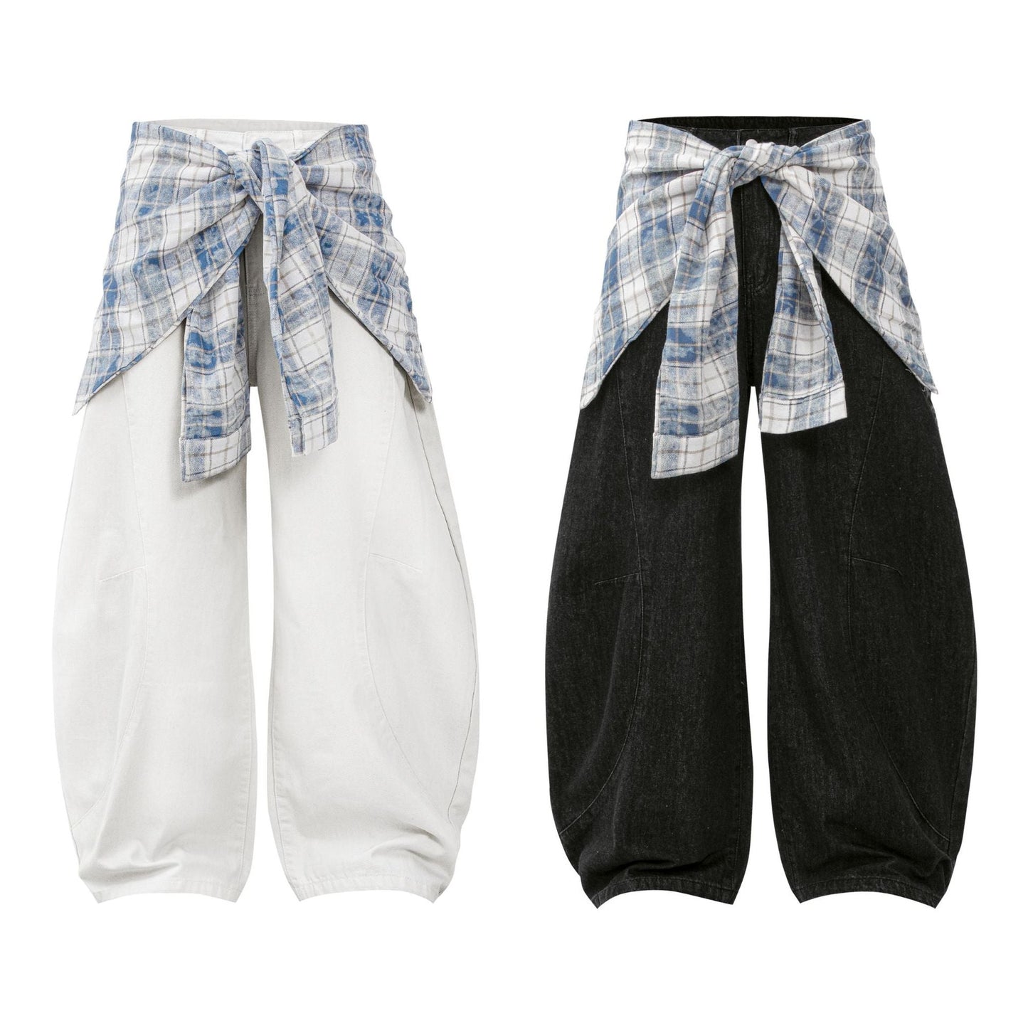 Street Style Vintage Design  Loose Cut-Off Jeans