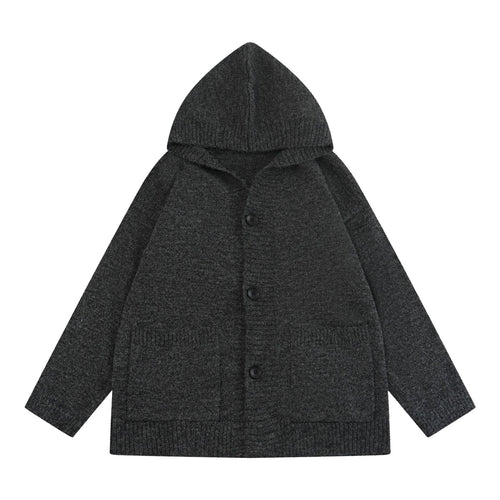 Open Front Cardigan Coat Loose Lazy Style Hooded Sweater