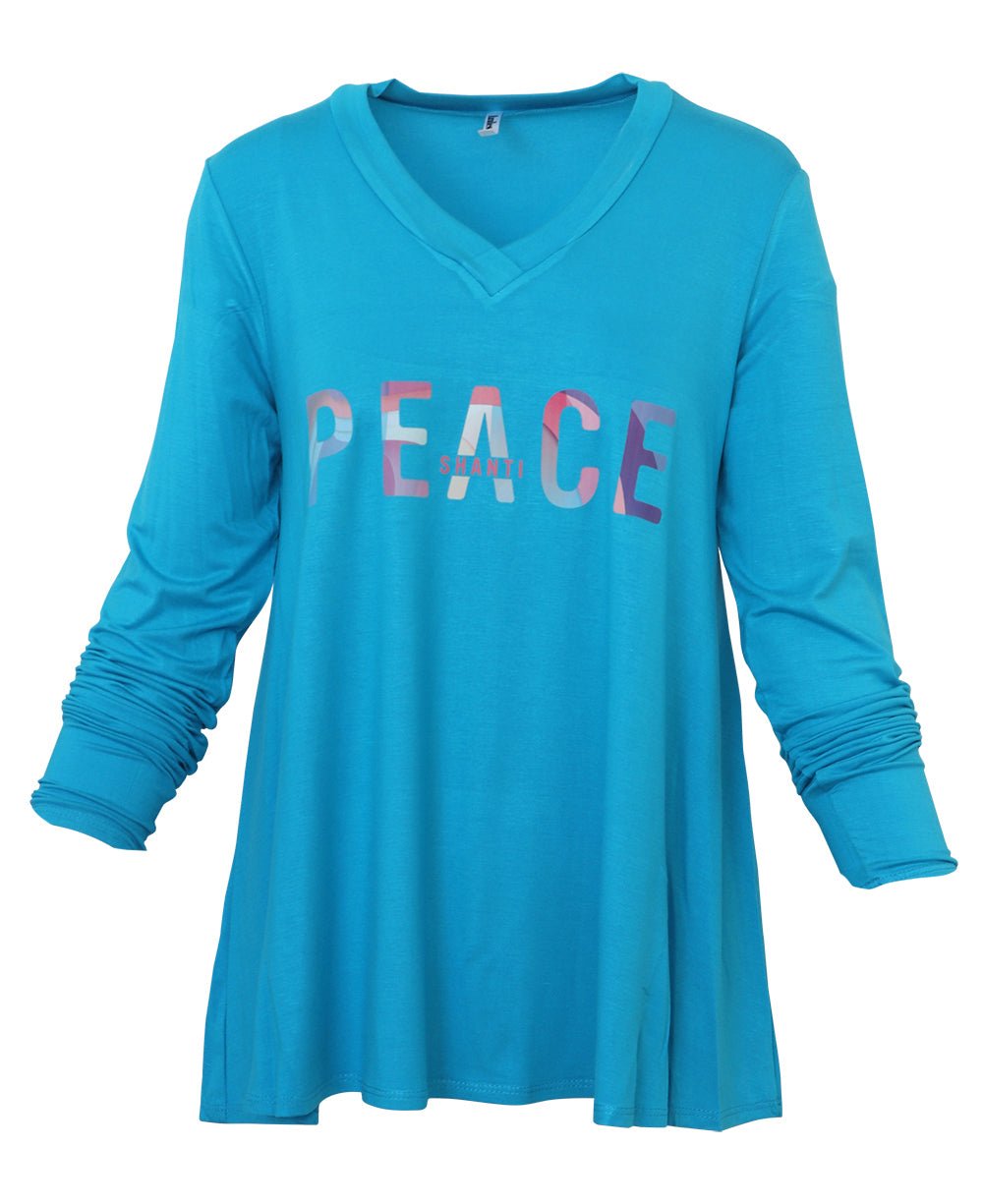 Tranquility Tunic Top with Peace, Shanti Inspirational Design